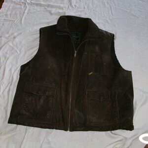 VTG EXCELLED BROWN PEBBLED LEATHER RANCHER BIKER VEST BROWN 3 XL ZIP FRONT